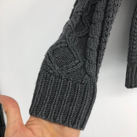 Zara Charcoal Grey Cable Knit Long Sleeve Crew Neck Raglan stitch Sweater size S - Picture 7 of 16